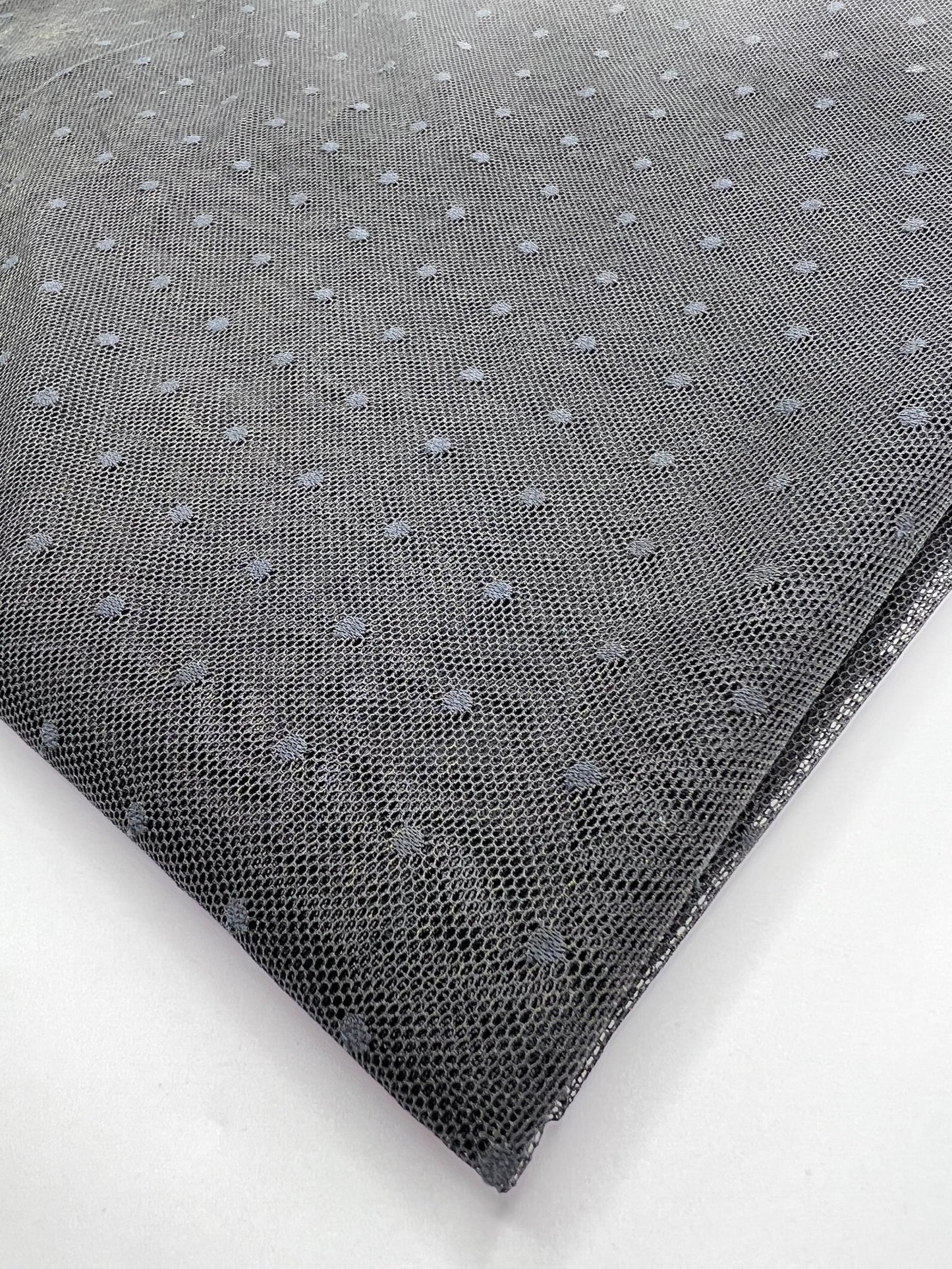 Black Black Spot Mesh Fabric Stretch - T9 Fabrics