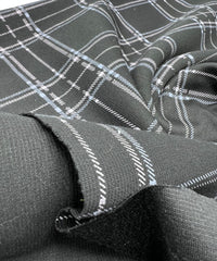 Black Blue Check Ponte Fabric - T9 Fabrics