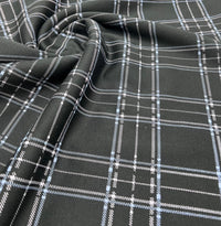 Black Blue Check Ponte Fabric - T9 Fabrics