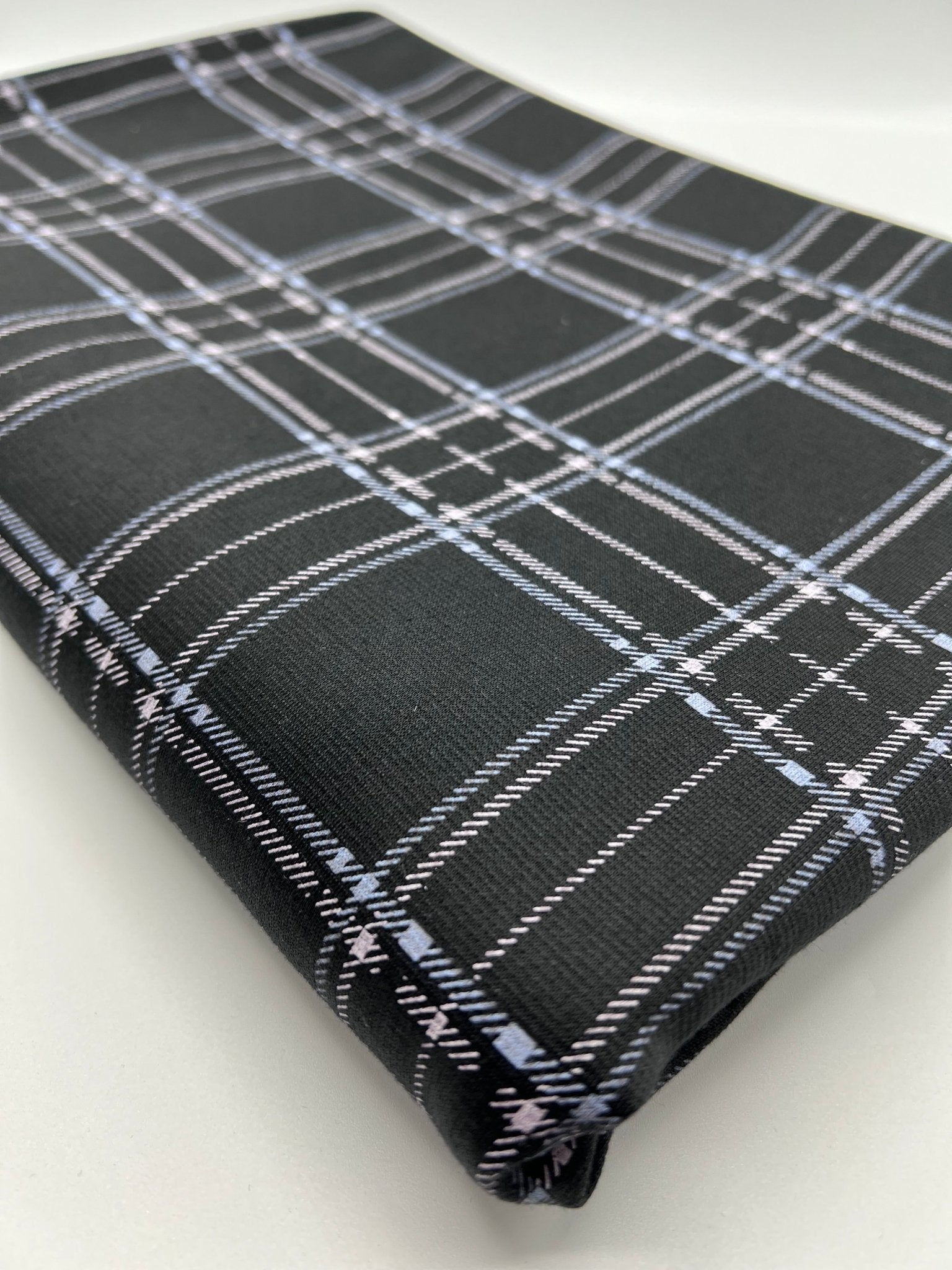 Black Blue Check Ponte Fabric - T9 Fabrics