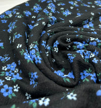 Black Blue Floral Tree Bark Stretch Dress Craft Fabric - T9 Fabrics