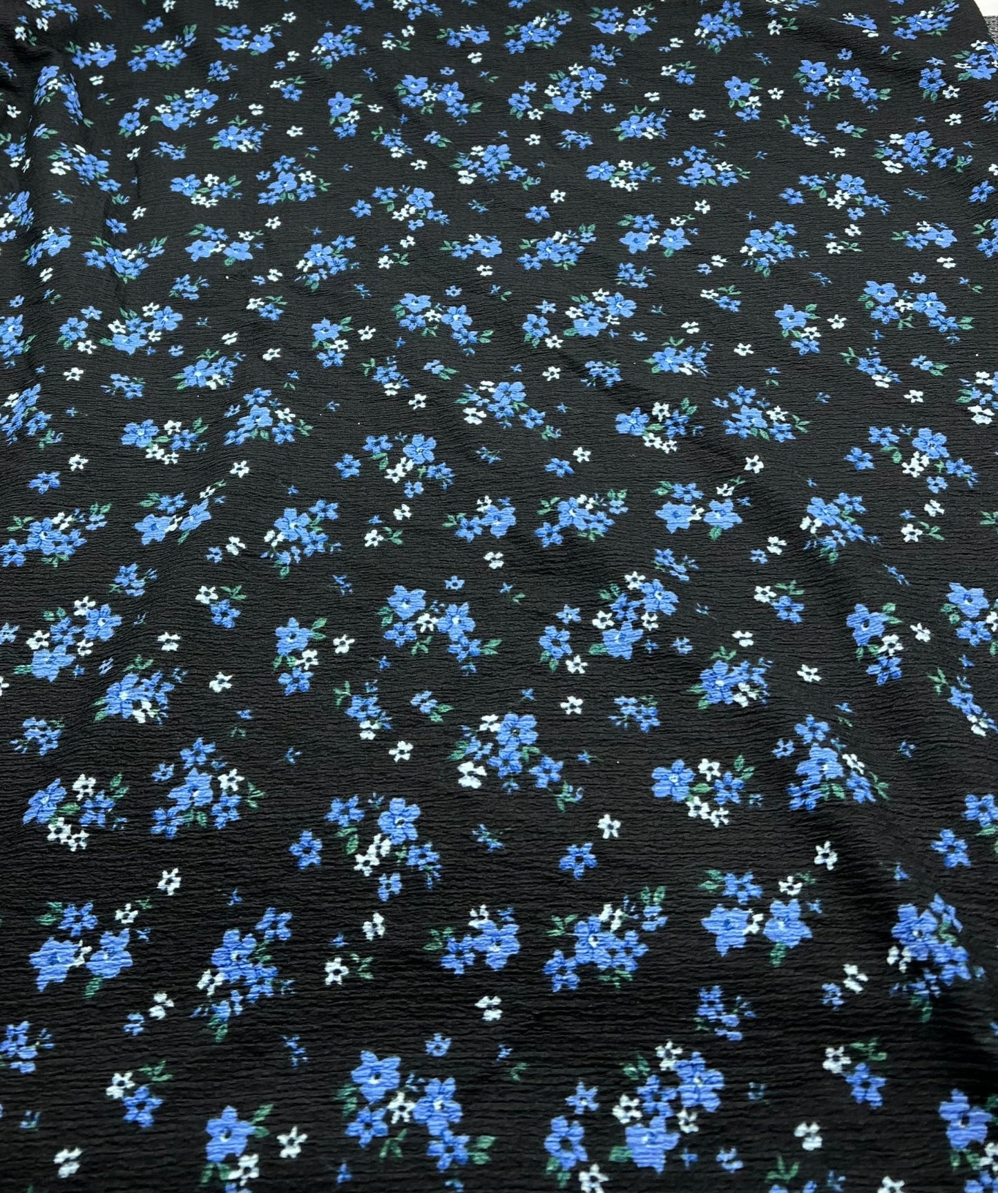 Black Blue Floral Tree Bark Stretch Dress Craft Fabric - T9 Fabrics