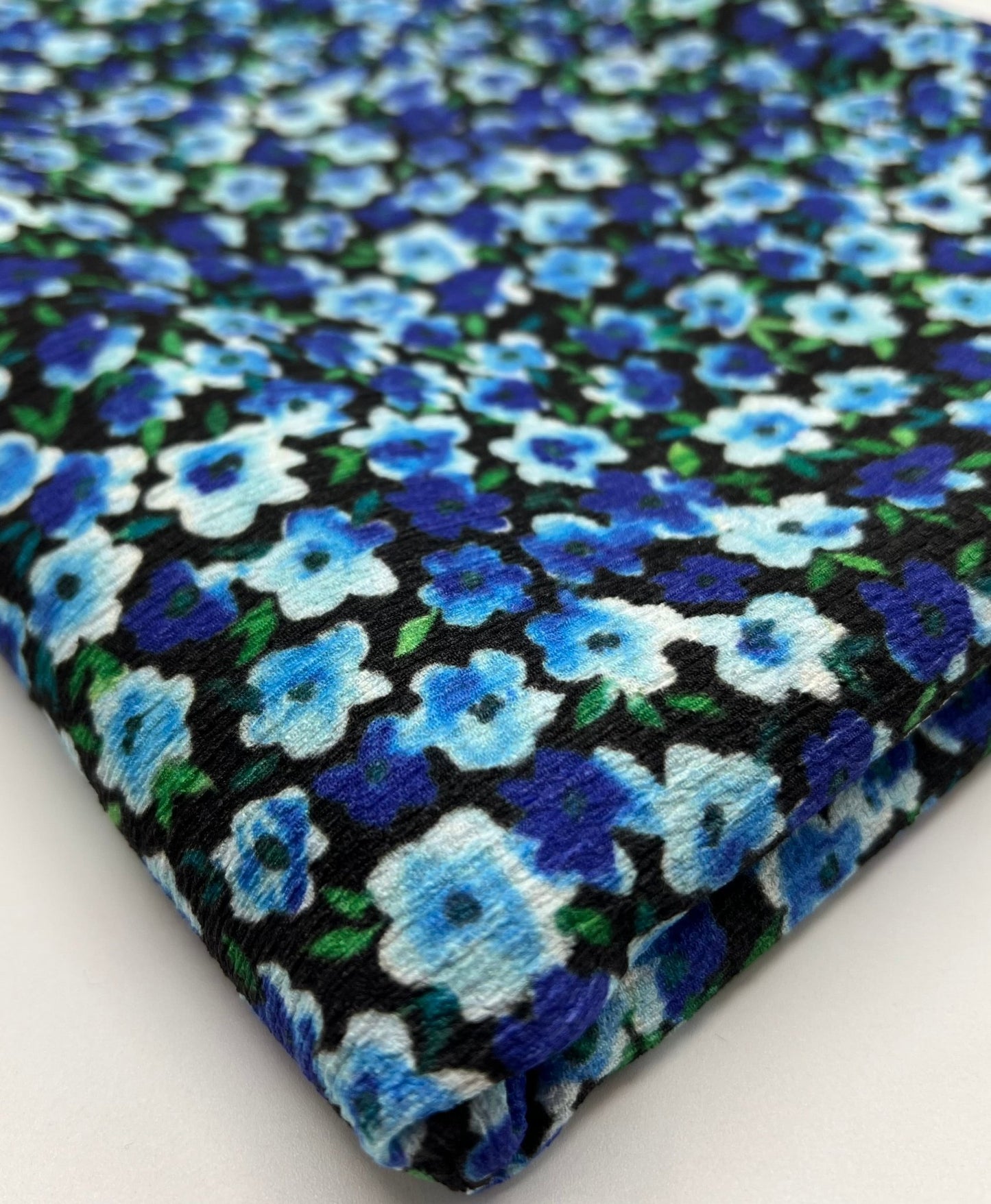 Black Blue Green Floral Tree Bark Stretch Dress Craft Fabric - T9 Fabrics