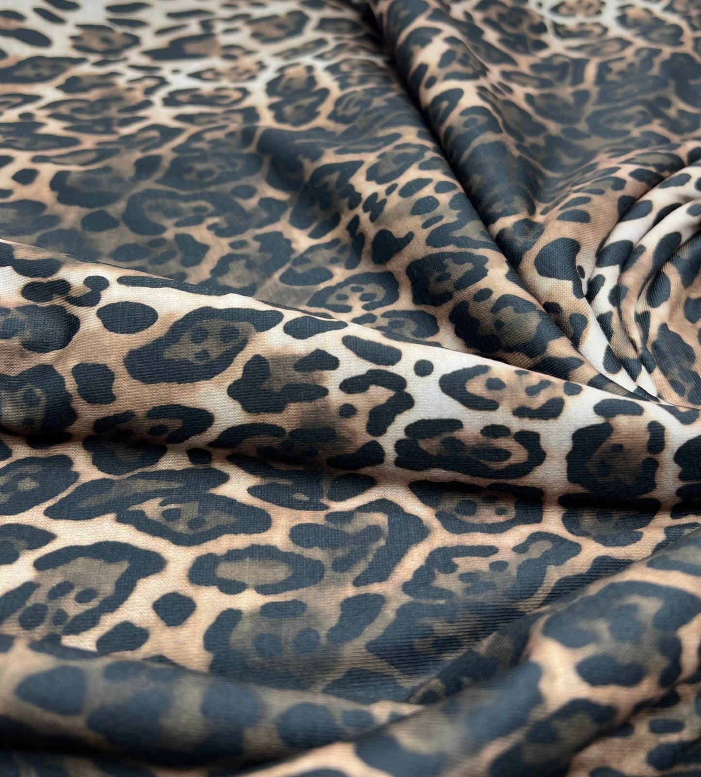 Black Brown Animal Mix Print Spun Poly Stretch Fabric - T9 Fabrics