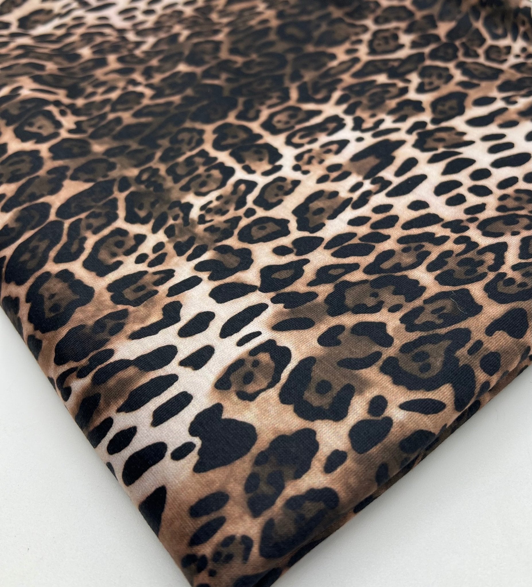Black Brown Animal Mix Print Spun Poly Stretch Fabric - T9 Fabrics