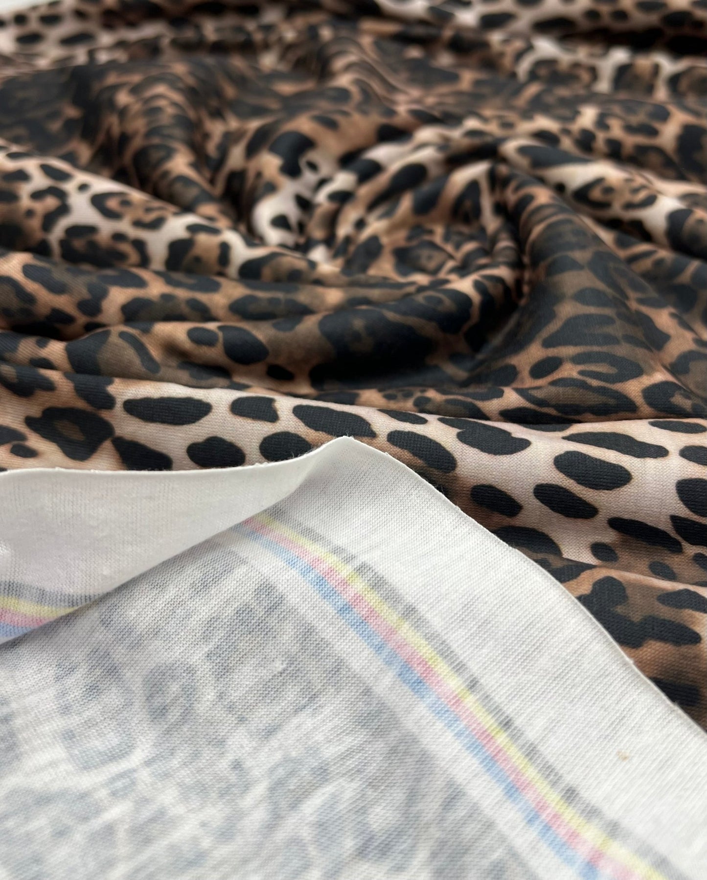 Black Brown Animal Mix Print Spun Poly Stretch Fabric - T9 Fabrics