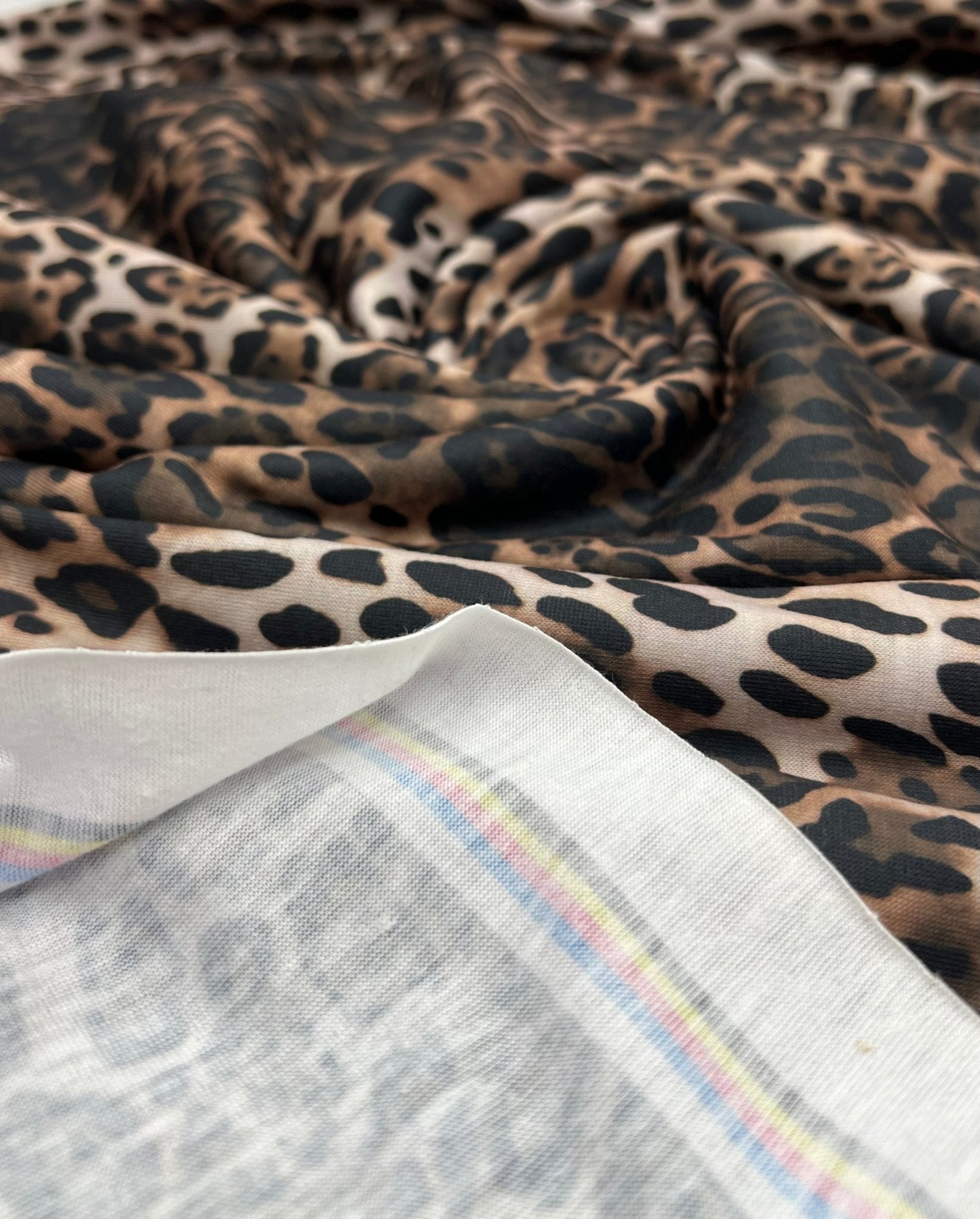 Black Brown Animal Mix Print Spun Poly Stretch Fabric - T9 Fabrics