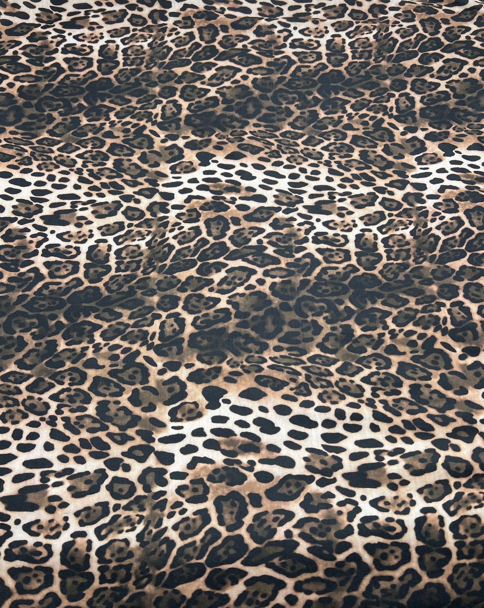Black Brown Animal Mix Print Spun Poly Stretch Fabric - T9 Fabrics
