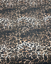 Black Brown Animal Mix Print Spun Poly Stretch Fabric - T9 Fabrics