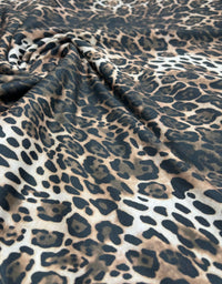 Black Brown Animal Mix Print Spun Poly Stretch Fabric - T9 Fabrics