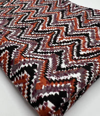 Black Brown Zigzag Viscose Elastane 4 Way Stretch Fabric - T9 Fabrics