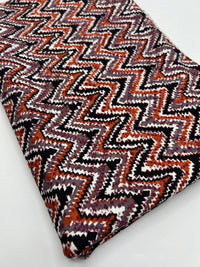 Black Brown Zigzag Viscose Elastane 4 Way Stretch Fabric - T9 Fabrics