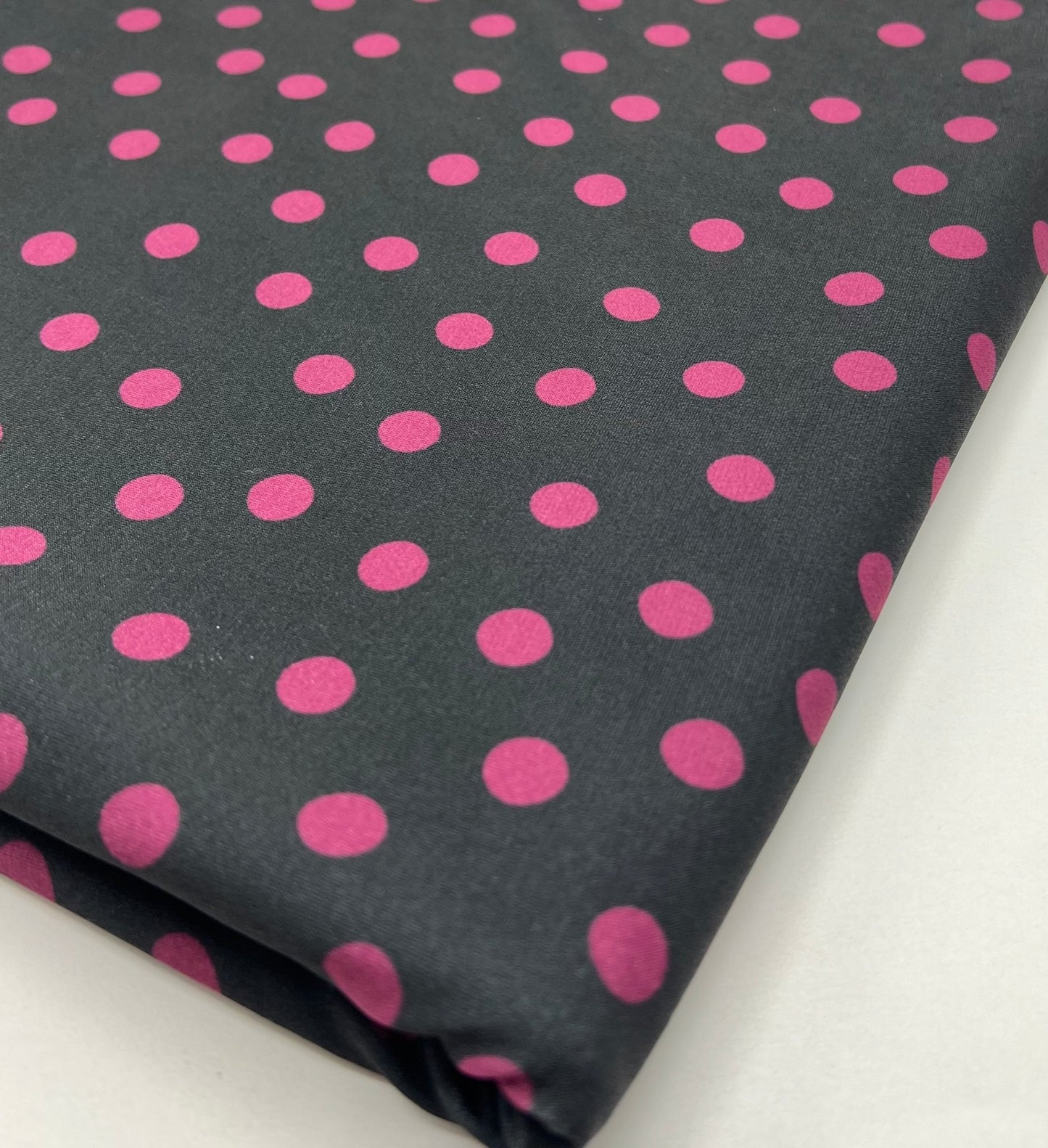 Black Burgundy Polka Spot Print ITY Fabric 2 Way Stretch - T9 Fabrics