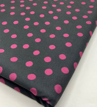 Black Burgundy Polka Spot Print ITY Fabric 2 Way Stretch - T9 Fabrics