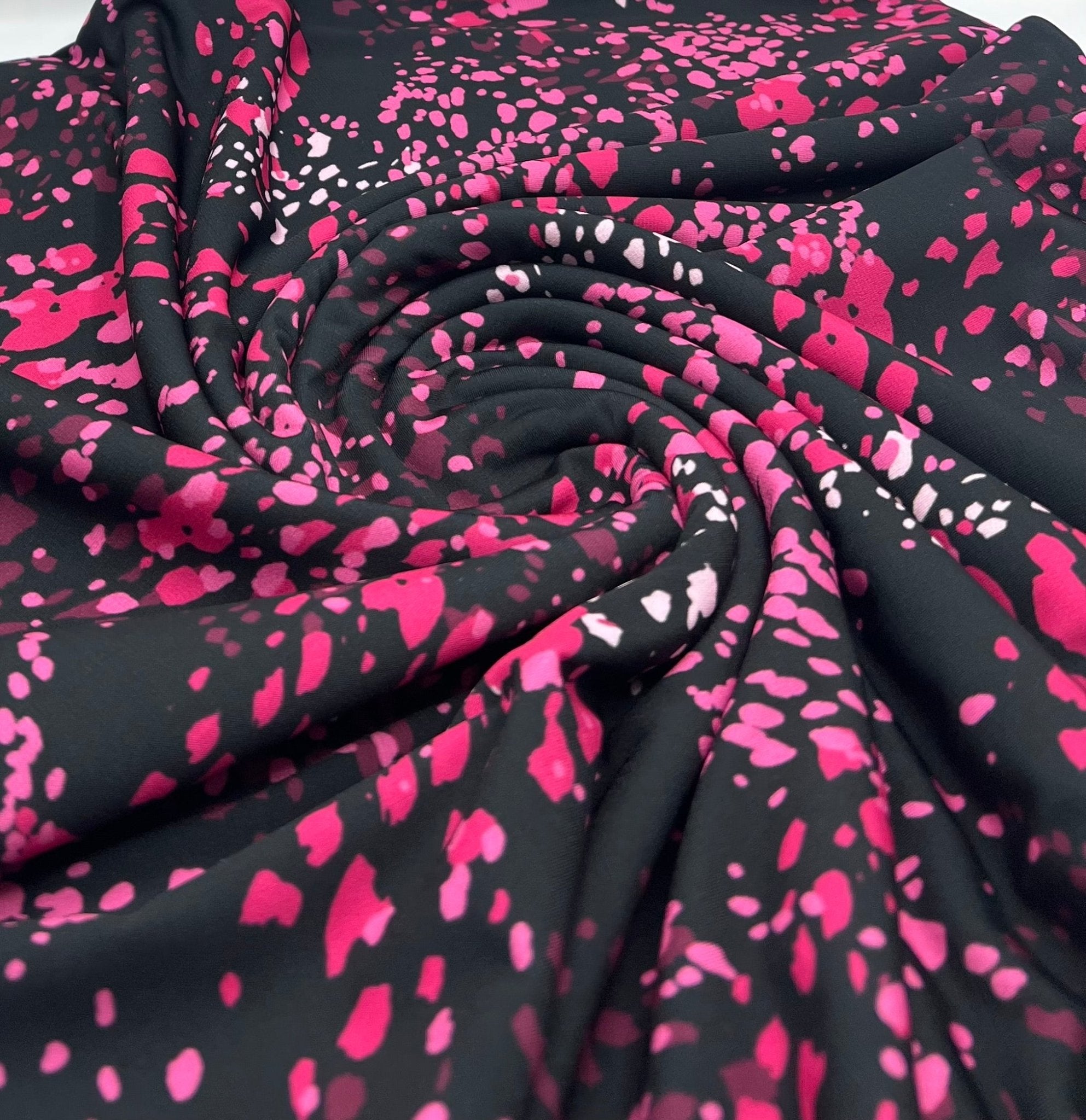 Black Burgundy Splash ITY Fabric - T9 Fabrics