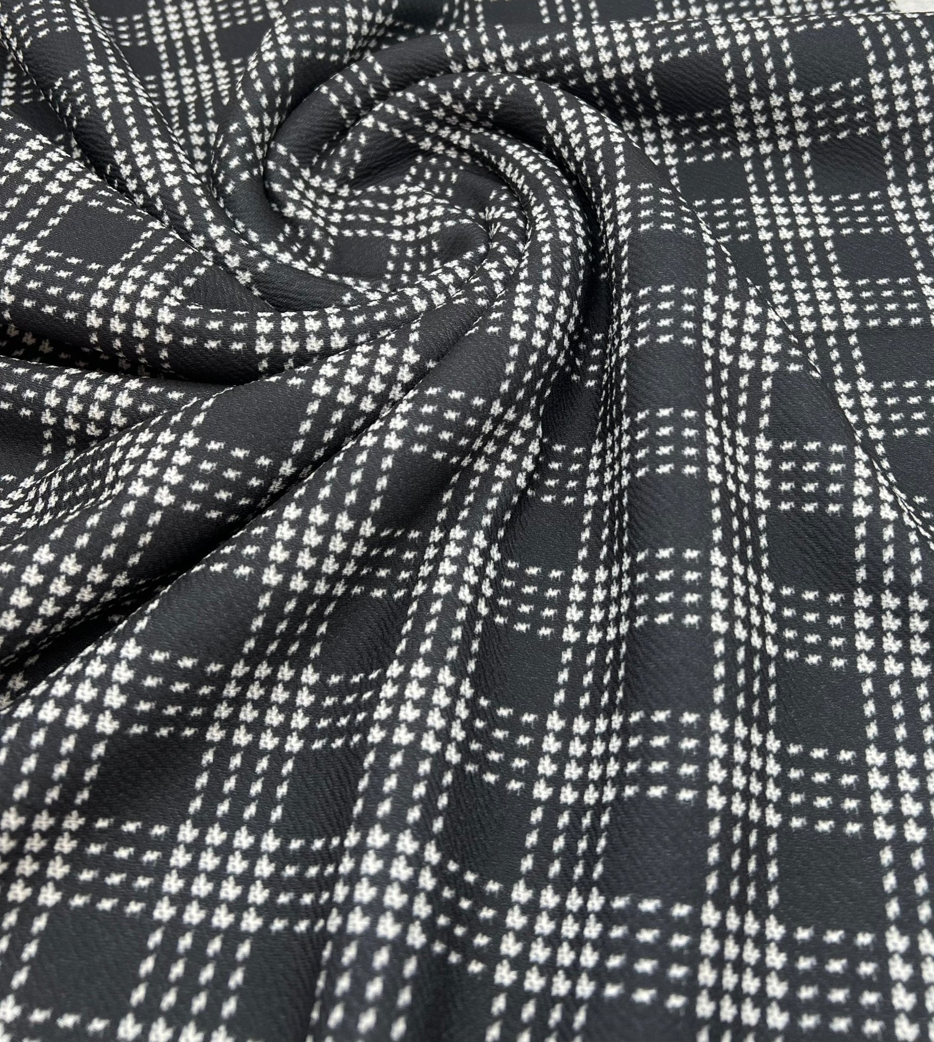 Black Check Print Liverpool Stretch Fabric - T9 Fabrics