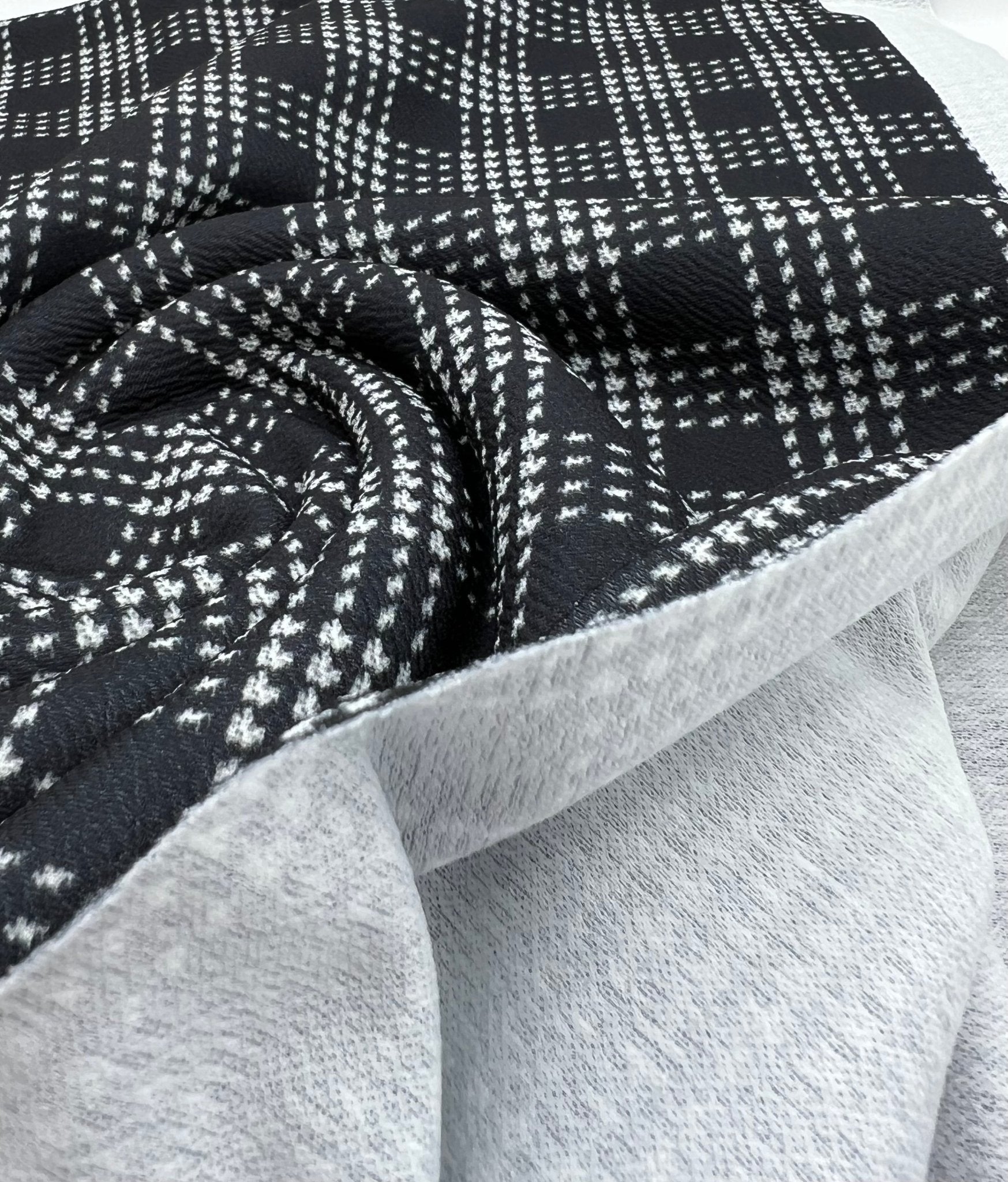 Black Check Print Liverpool Stretch Fabric - T9 Fabrics