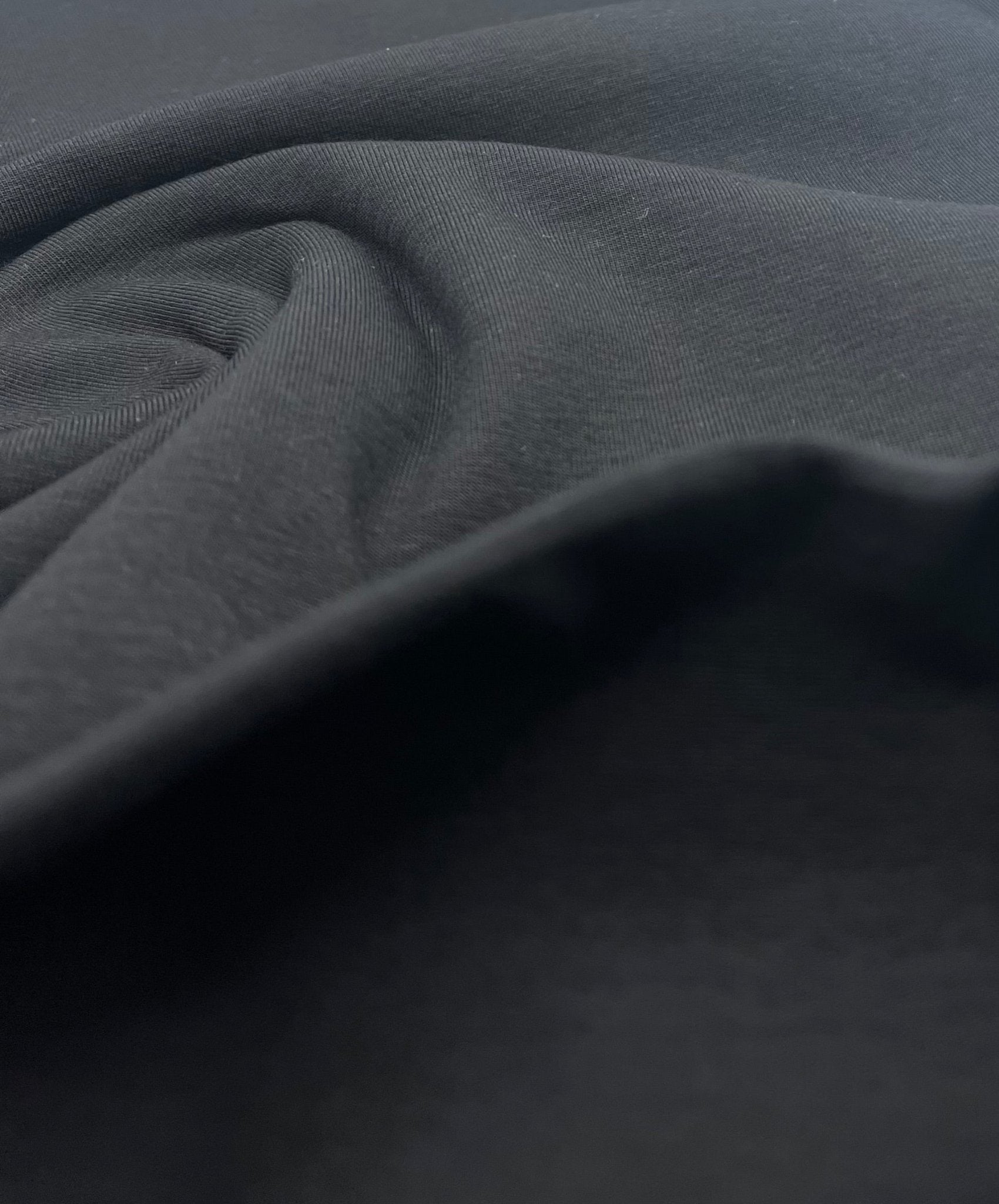 Black Cotton Stretch Jersey 200 GSM 95/5 Lycra 4 Way Stretch - T9 Fabrics