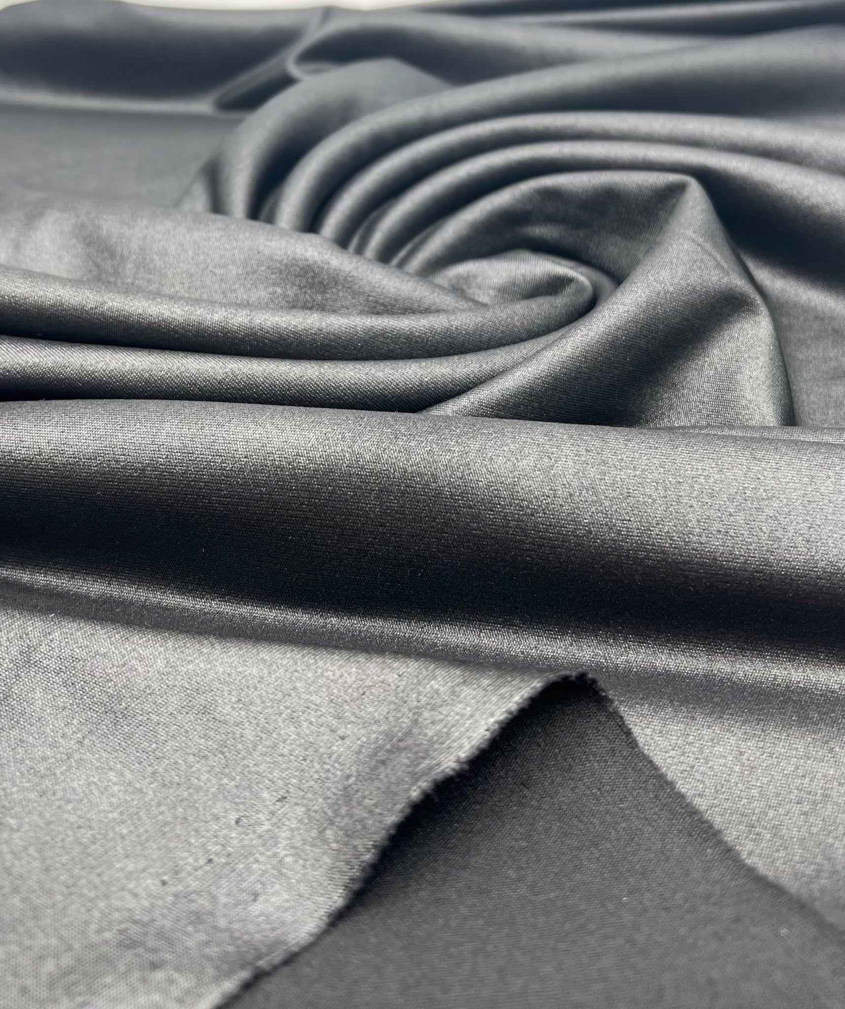 Black Cupro Wet look Leather 2 Way Stretch Dress Craft Fabric - T9 Fabrics