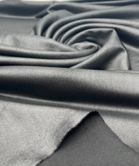 Black Cupro Wet look Leather 2 Way Stretch Dress Craft Fabric - T9 Fabrics