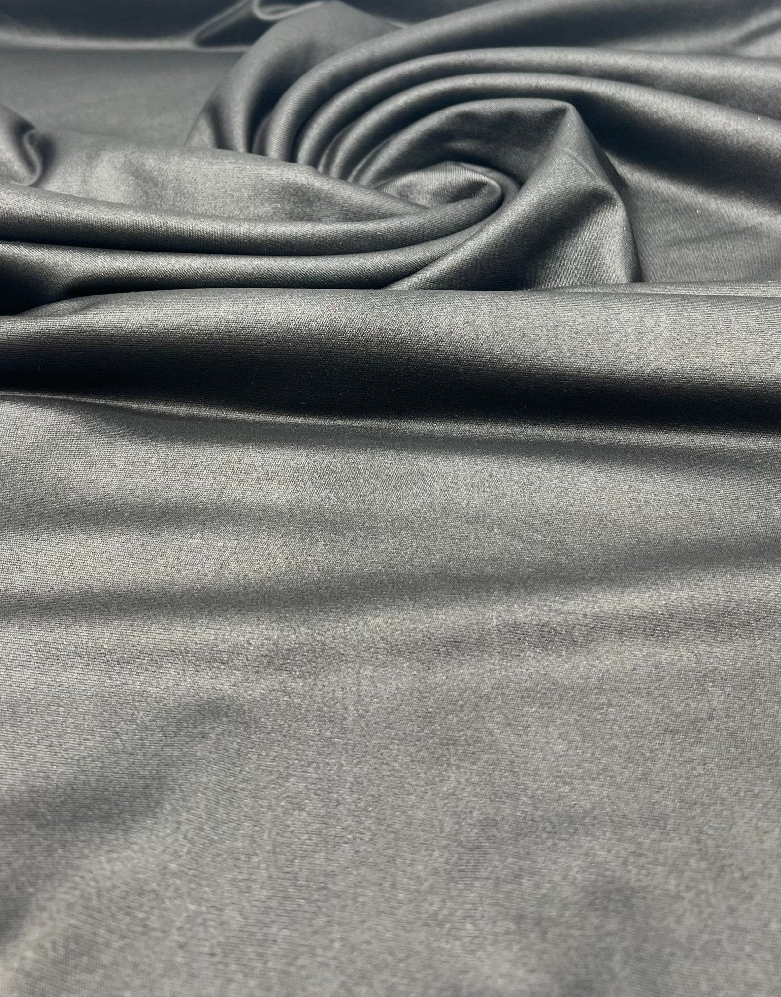 Black Cupro Wet look Leather 2 Way Stretch Dress Craft Fabric - T9 Fabrics