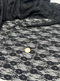 Black Ditsy Floral Lace Fabric Stretch - T9 Fabrics