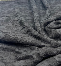 Black Ditsy Floral Lace Fabric Stretch - T9 Fabrics