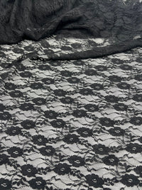 Black Ditsy Floral Lace Fabric Stretch - T9 Fabrics