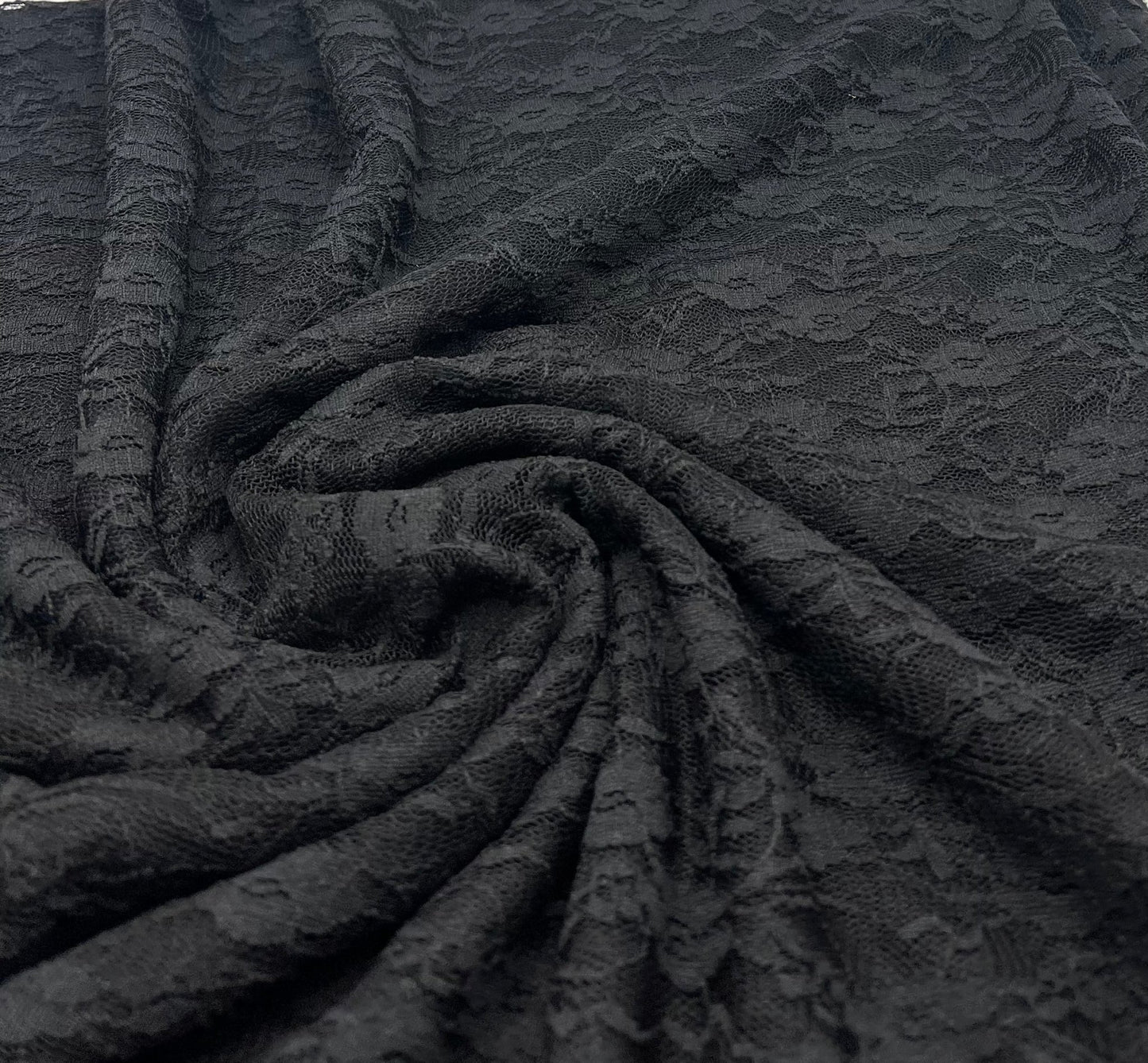 Black Ditsy Floral Lace Fabric Stretch - T9 Fabrics