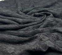 Black Ditsy Floral Lace Fabric Stretch - T9 Fabrics