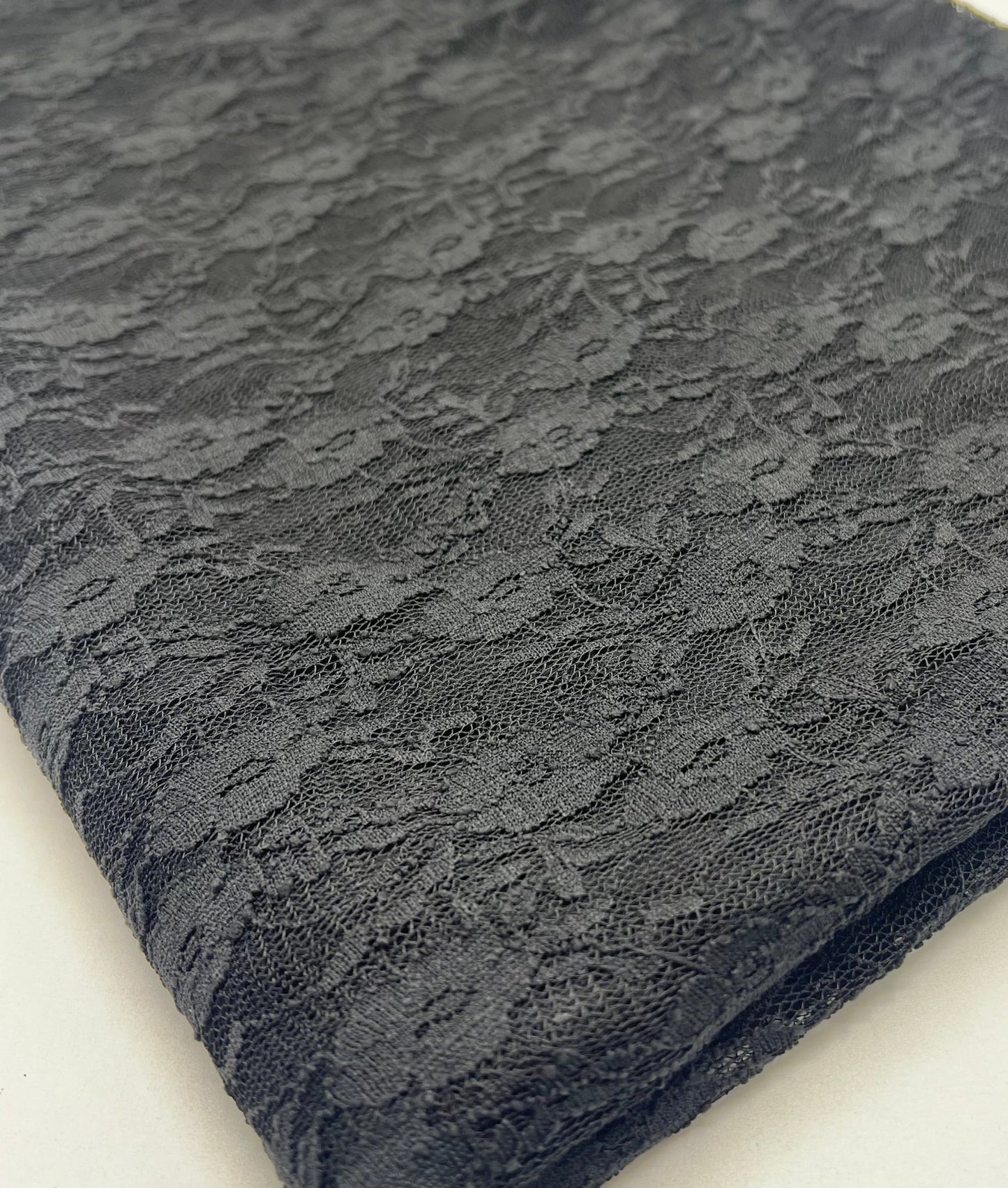 Black Ditsy Floral Lace Fabric Stretch - T9 Fabrics
