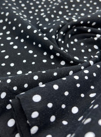 Black Dots Cotton Stretch Jersey 200 GSM 95/5 Lycra 4 Way Stretch - T9 Fabrics