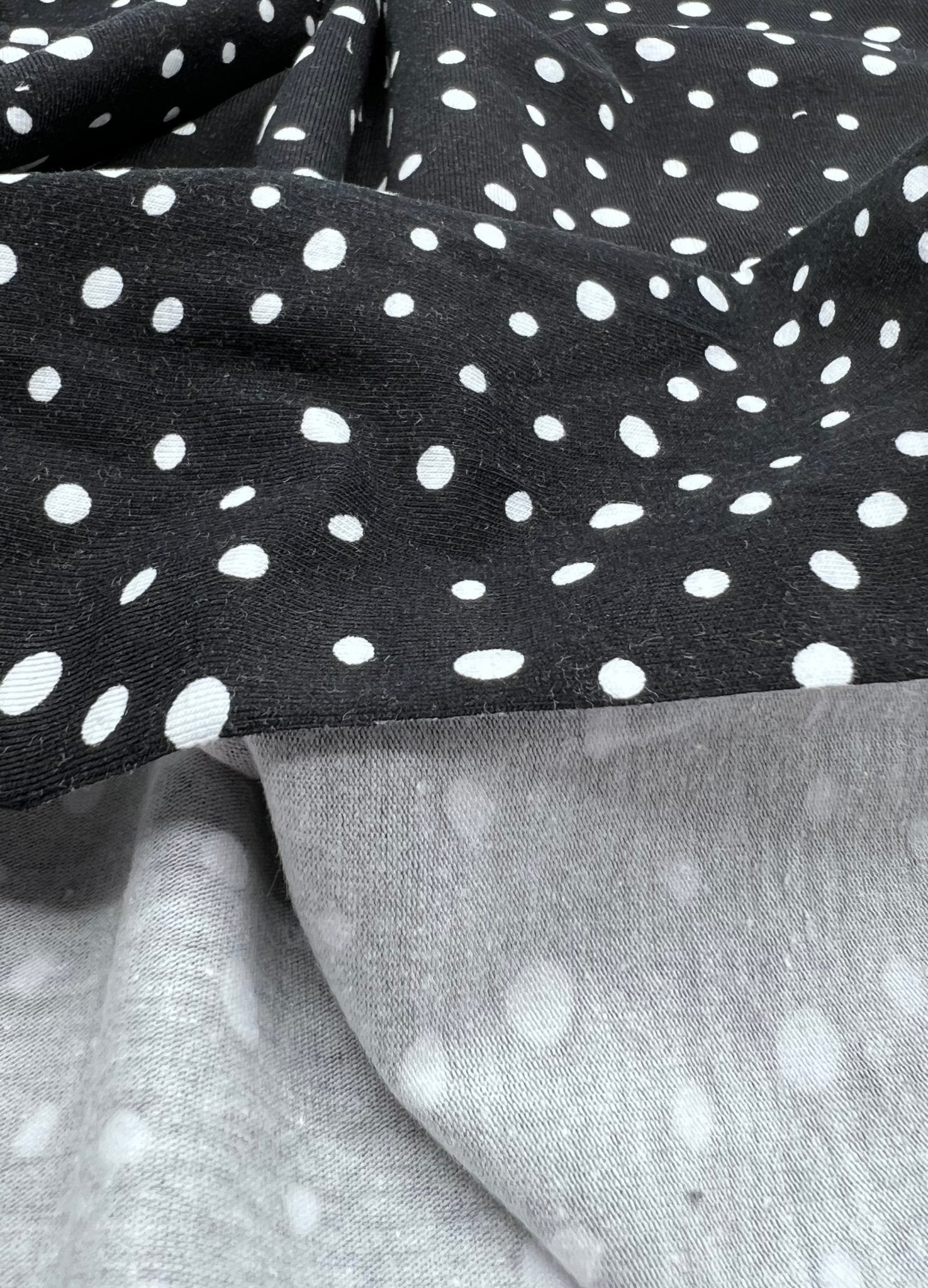 Black Dots Cotton Stretch Jersey 200 GSM 95/5 Lycra 4 Way Stretch - T9 Fabrics