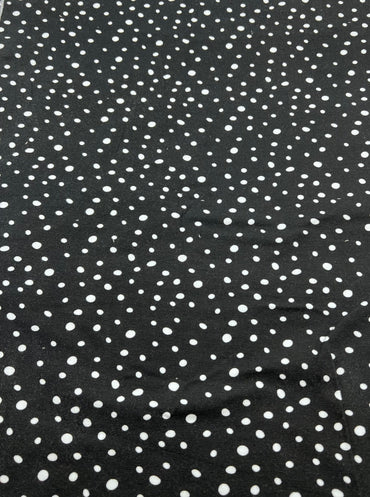 Black Dots Cotton Stretch Jersey 200 GSM 95/5 Lycra 4 Way Stretch - T9 Fabrics