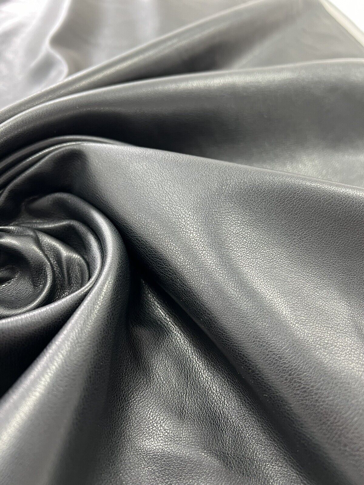 Black Faux Leather Leatherette Stretch Fabric - T9 Fabrics