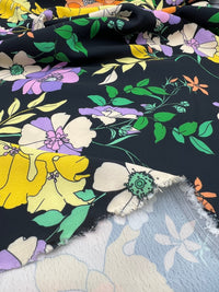 Black Floral Satin Dress Craft Fabric - T9 Fabrics