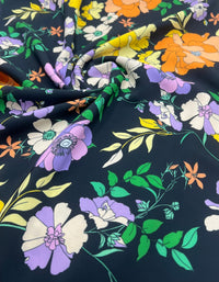 Black Floral Satin Dress Craft Fabric - T9 Fabrics
