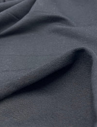 Black French Terry Loopback Cotton Jersey 230 GSM 95/5 Lycra 4 Way Stretch - T9 Fabrics