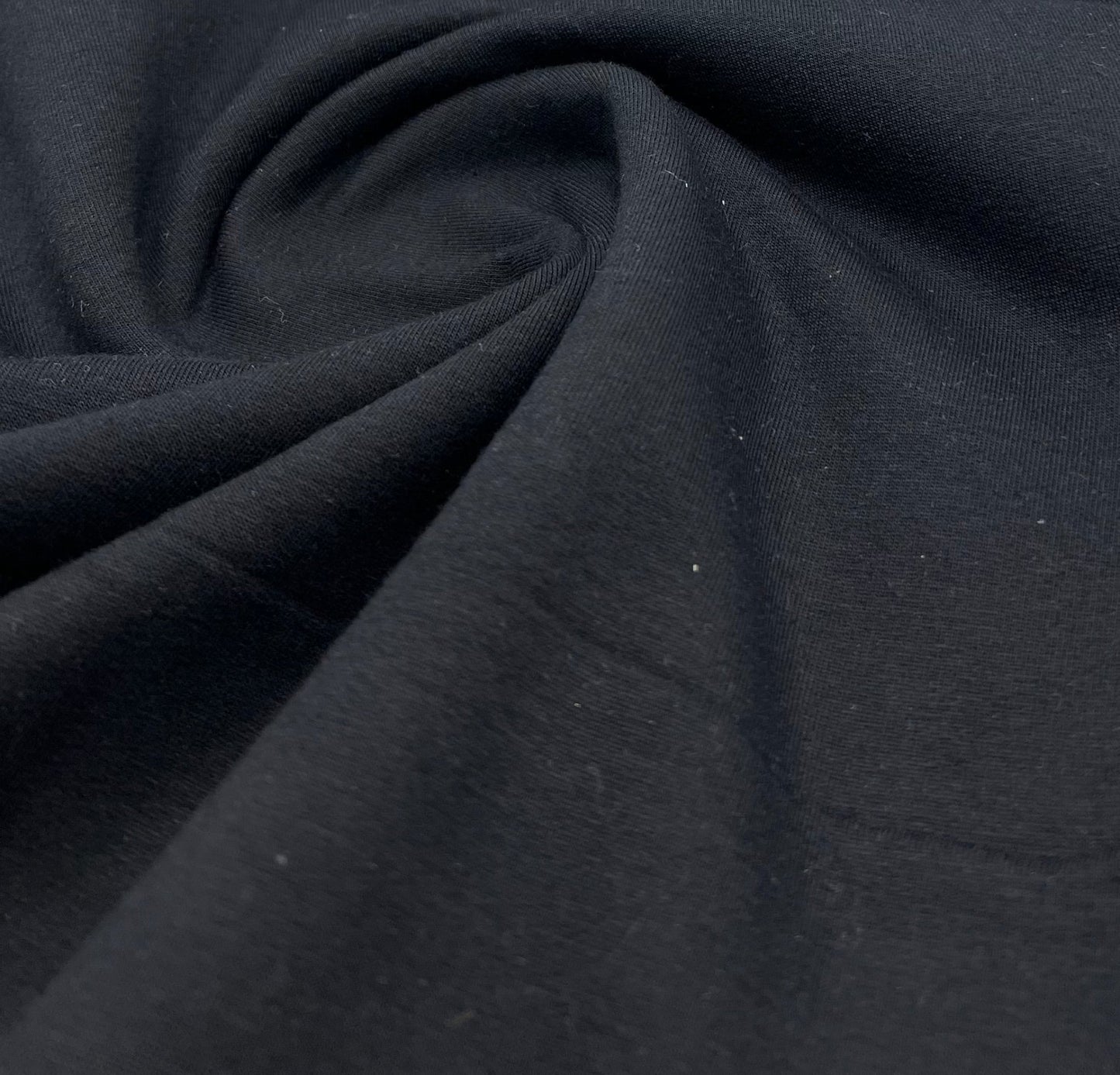 Black French Terry Loopback Cotton Jersey 230 GSM 95/5 Lycra 4 Way Stretch - T9 Fabrics