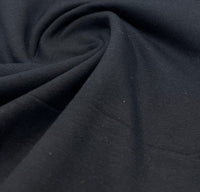 Black French Terry Loopback Cotton Jersey 230 GSM 95/5 Lycra 4 Way Stretch - T9 Fabrics