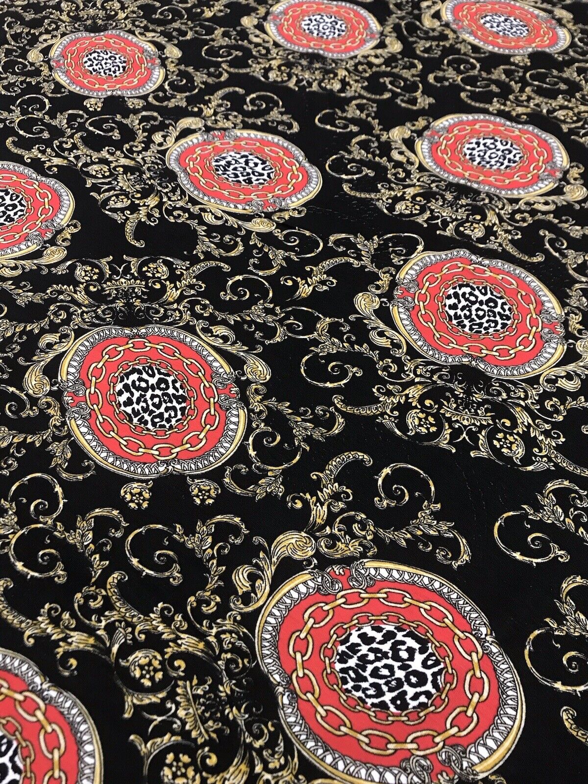 Black & Gold Chain Print Viscose Elastane Fabric - T9 Fabrics