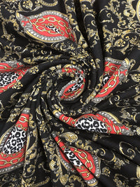 Black & Gold Chain Print Viscose Elastane Fabric - T9 Fabrics