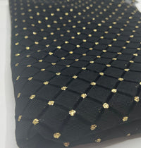 Black Gold Embossed Textured Mesh Fabric Stretch - T9 Fabrics