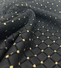 Black Gold Embossed Textured Mesh Fabric Stretch - T9 Fabrics