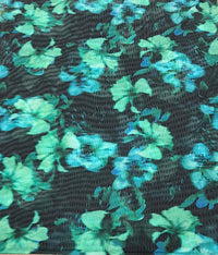 Black Green Floral Mix Mesh Fabric Stretch - T9 Fabrics