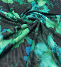 Black Green Floral Mix Mesh Fabric Stretch - T9 Fabrics