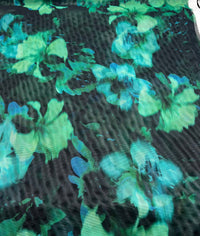Black Green Floral Mix Mesh Fabric Stretch - T9 Fabrics