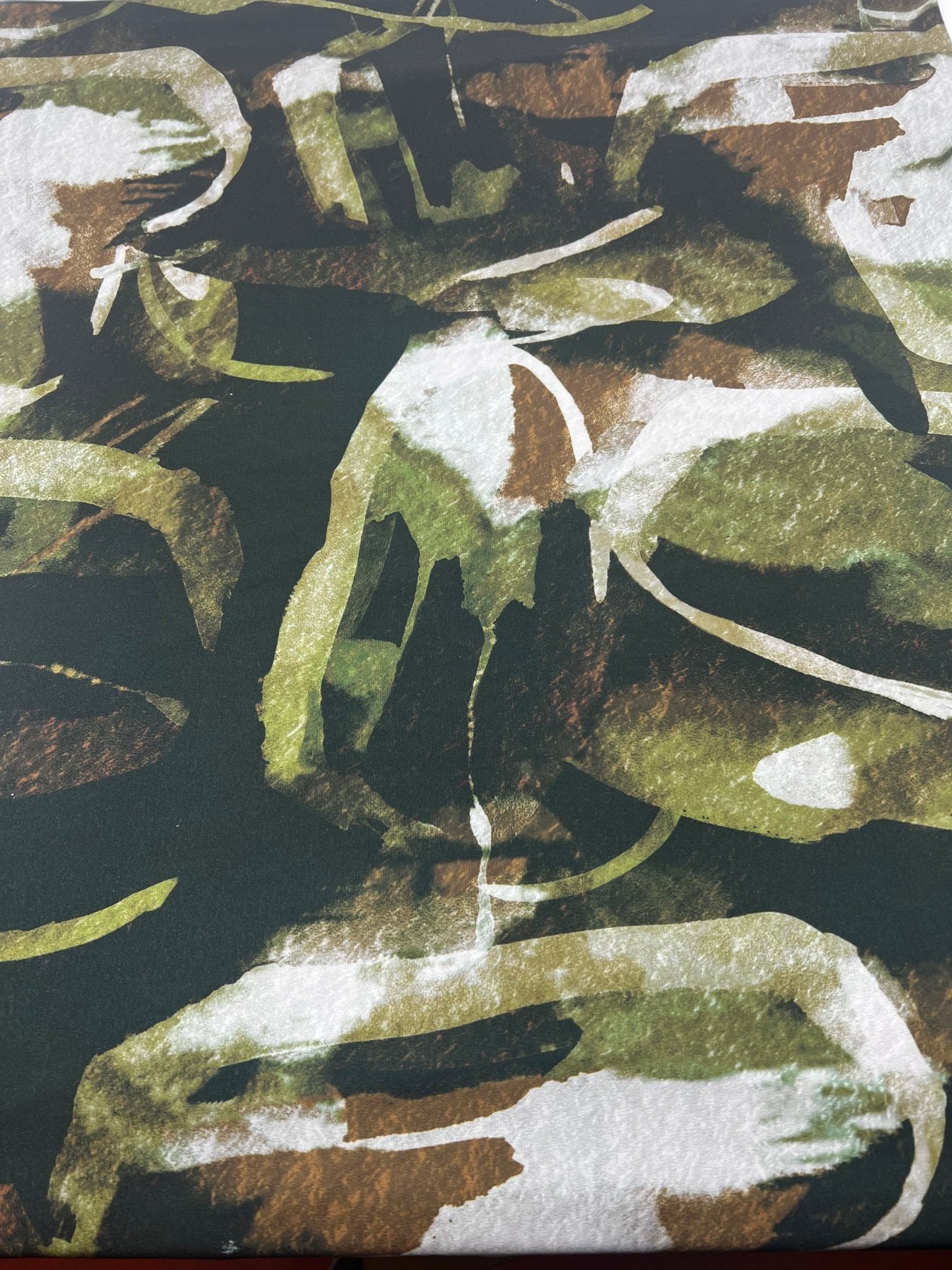 Black Green Mix Print ITY Fabric 2 Way Stretch - T9 Fabrics