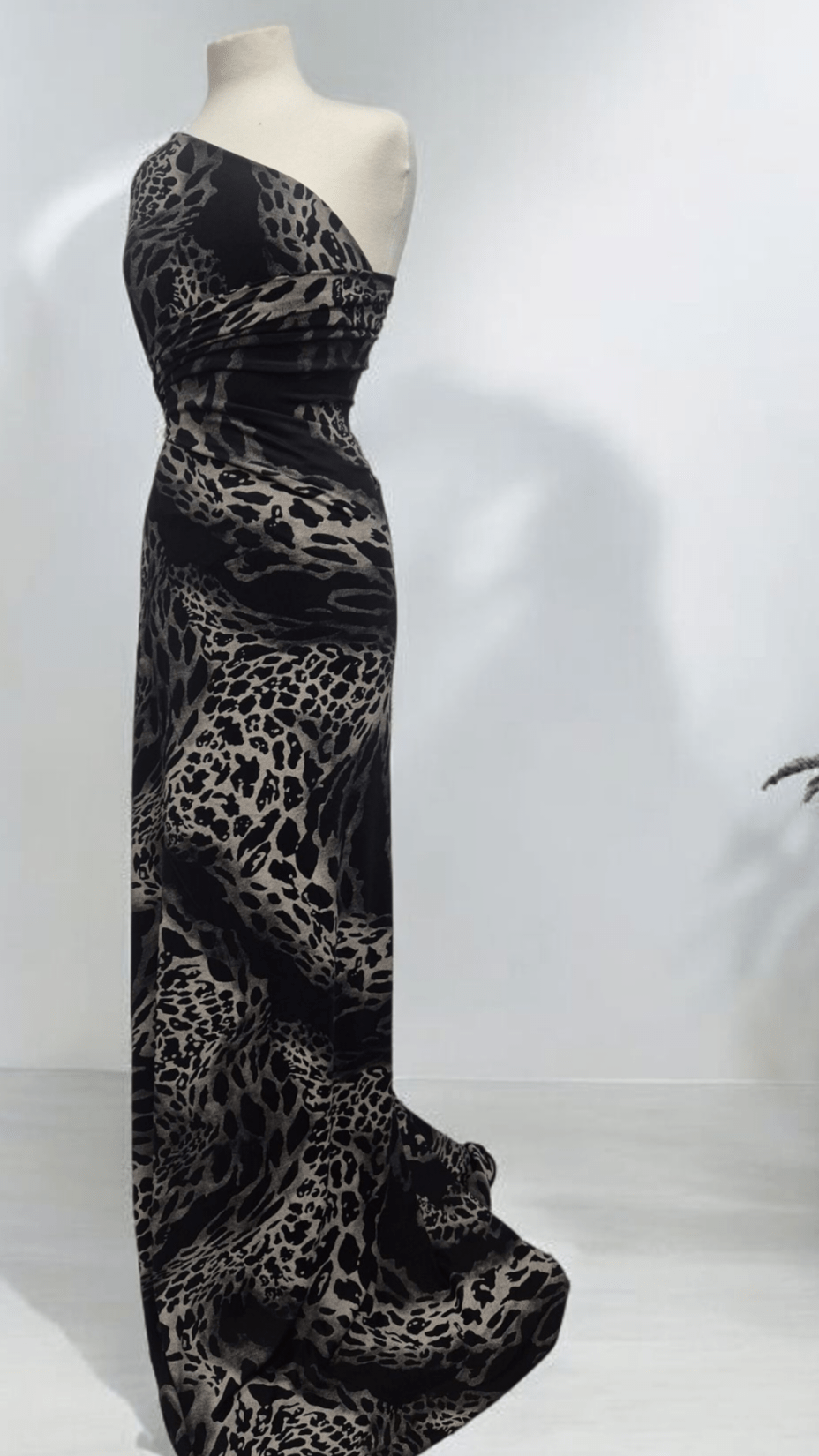 Black Grey Mix Animal Viscose Elastane 4 Way Stretch Fabric - T9 Fabrics