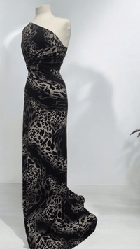 Black Grey Mix Animal Viscose Elastane 4 Way Stretch Fabric - T9 Fabrics